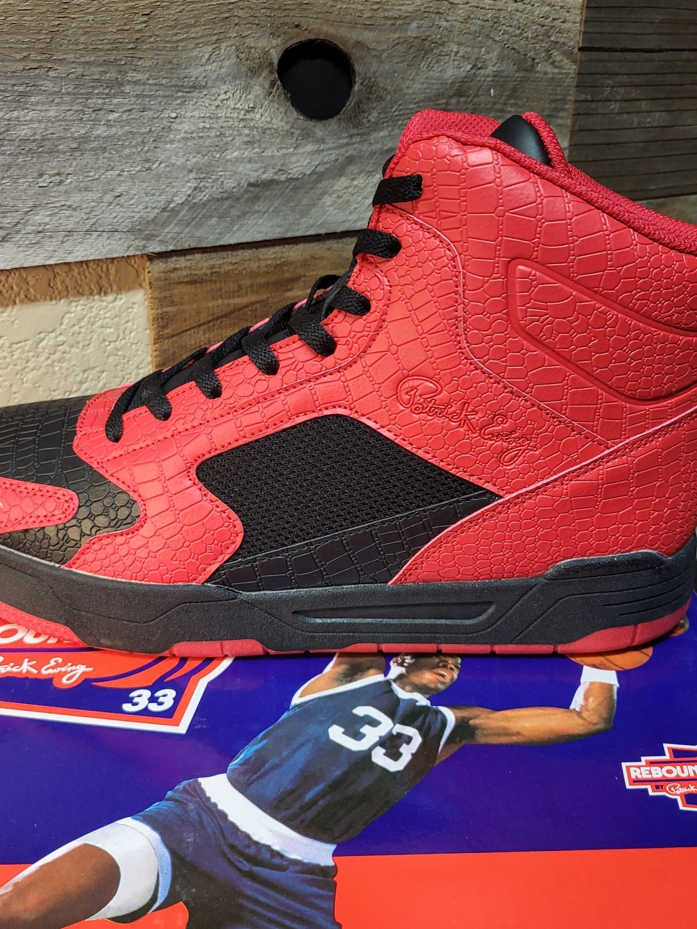 *NEW* Patrick Ewing Men's Rebound Tipoff High Top Red Croc Shoes Size 12